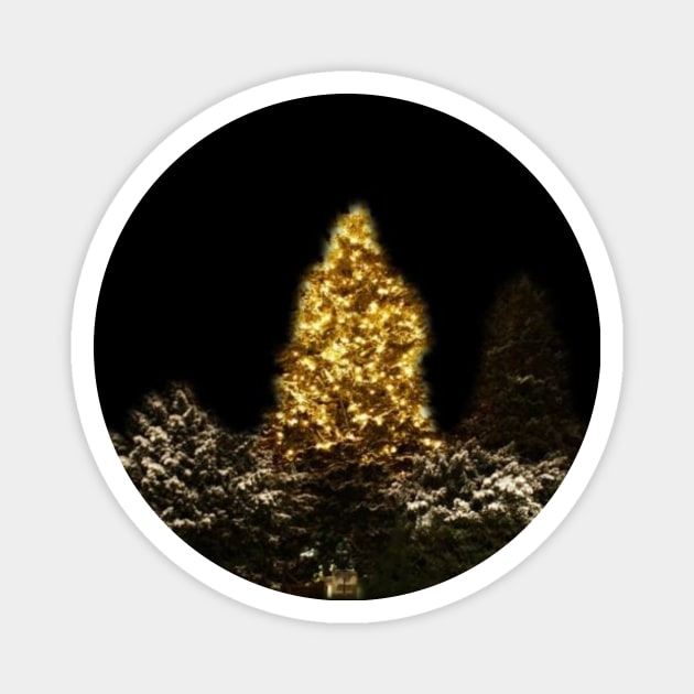 Golden Christmas Tree Magnet by Finn Art by MB